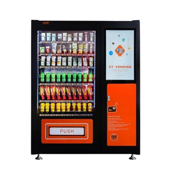 Snack and drink vending machine with 32-inch touch screen
